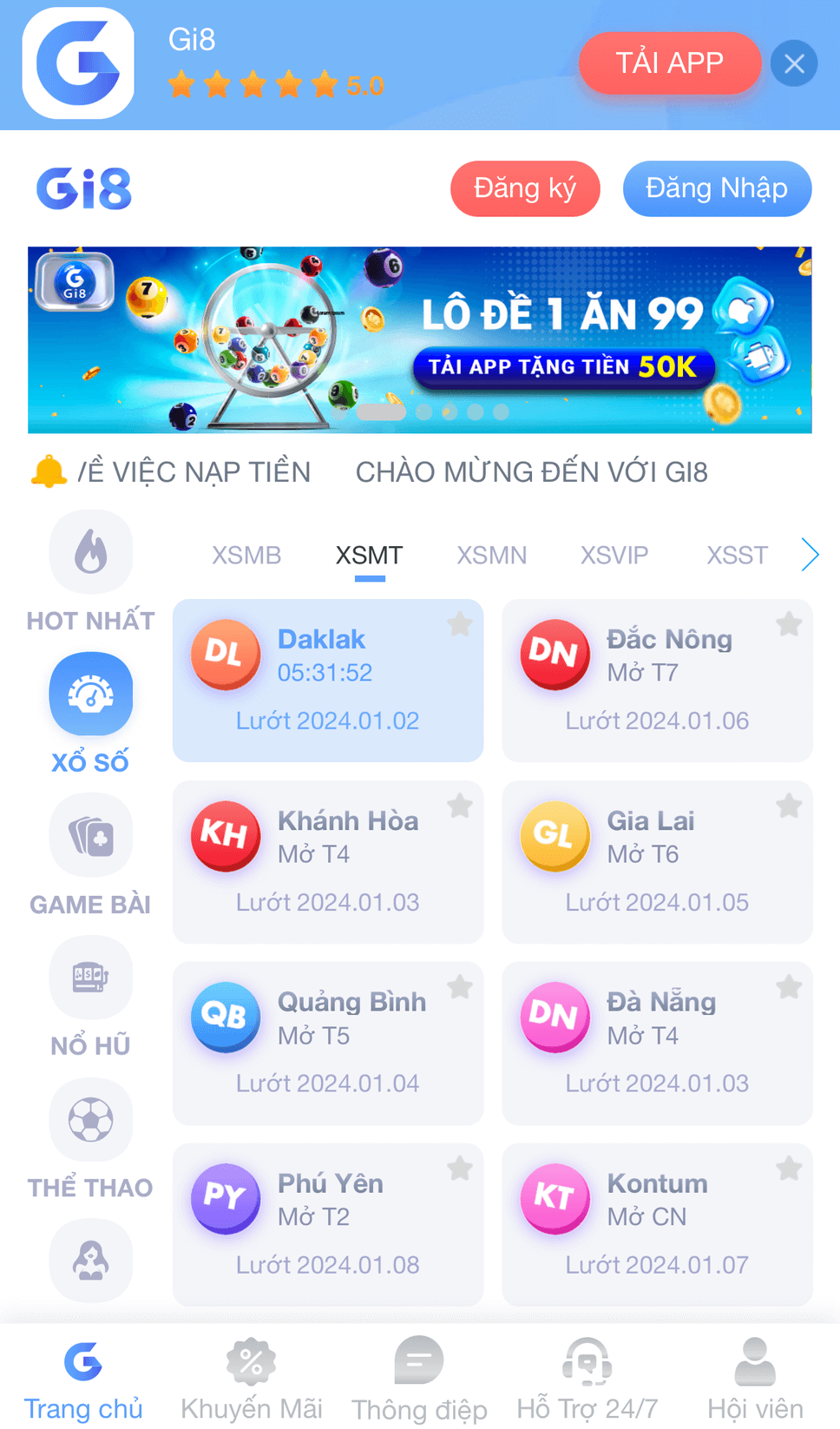 Giao diện App lô đề Gi8 tinh tế và dễ sử dụng