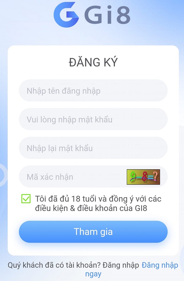 Đăng nhập/đăng ký tài khoản để chinh phục trò chơi