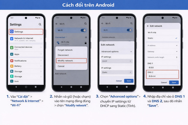 Cách đổi DNS trên Điện thoại Android Cách đổi DNS trên Điện thoại Android