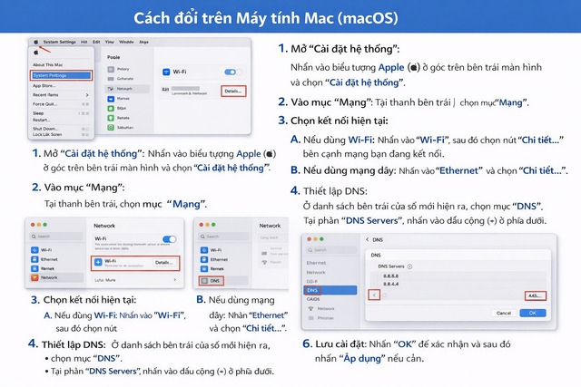 Thay đổi DNS trên thiết bị Mac iOS Thay đổi DNS trên thiết bị Mac iOS