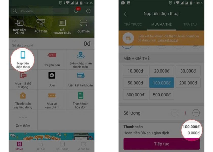 Người dùng thực hiện nạp game trực tiếp trên điện thoại Người dùng thực hiện nạp game trực tiếp trên điện thoại